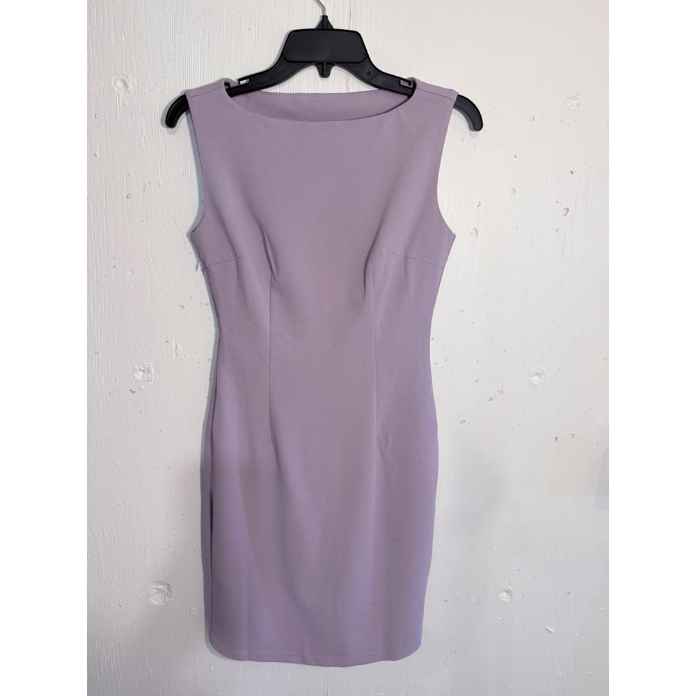 Lavender Purple Sleeveless Sheath Dress Boat Neck Stretch Work Party XS